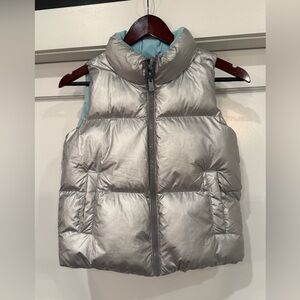 Reversible puffer vest silver and blue size 14